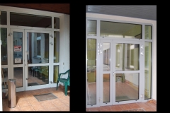 Drzwi wejściowe od strony tarasu( przed i po wymianie)