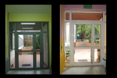 Drzwi wejściowe od strony tarasu (zdjęcie wewnątrz ośrodka)