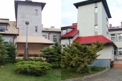 Widok od strony ogrodu( przed i po remoncie)